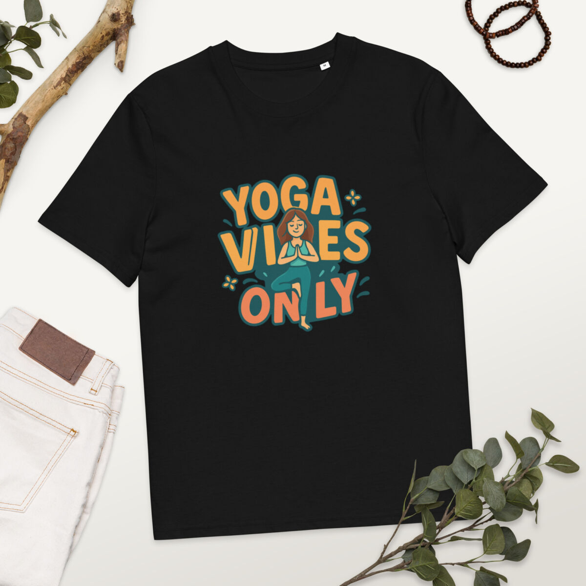 Yoga Vibes Only organic cotton t-shirt - Image 2