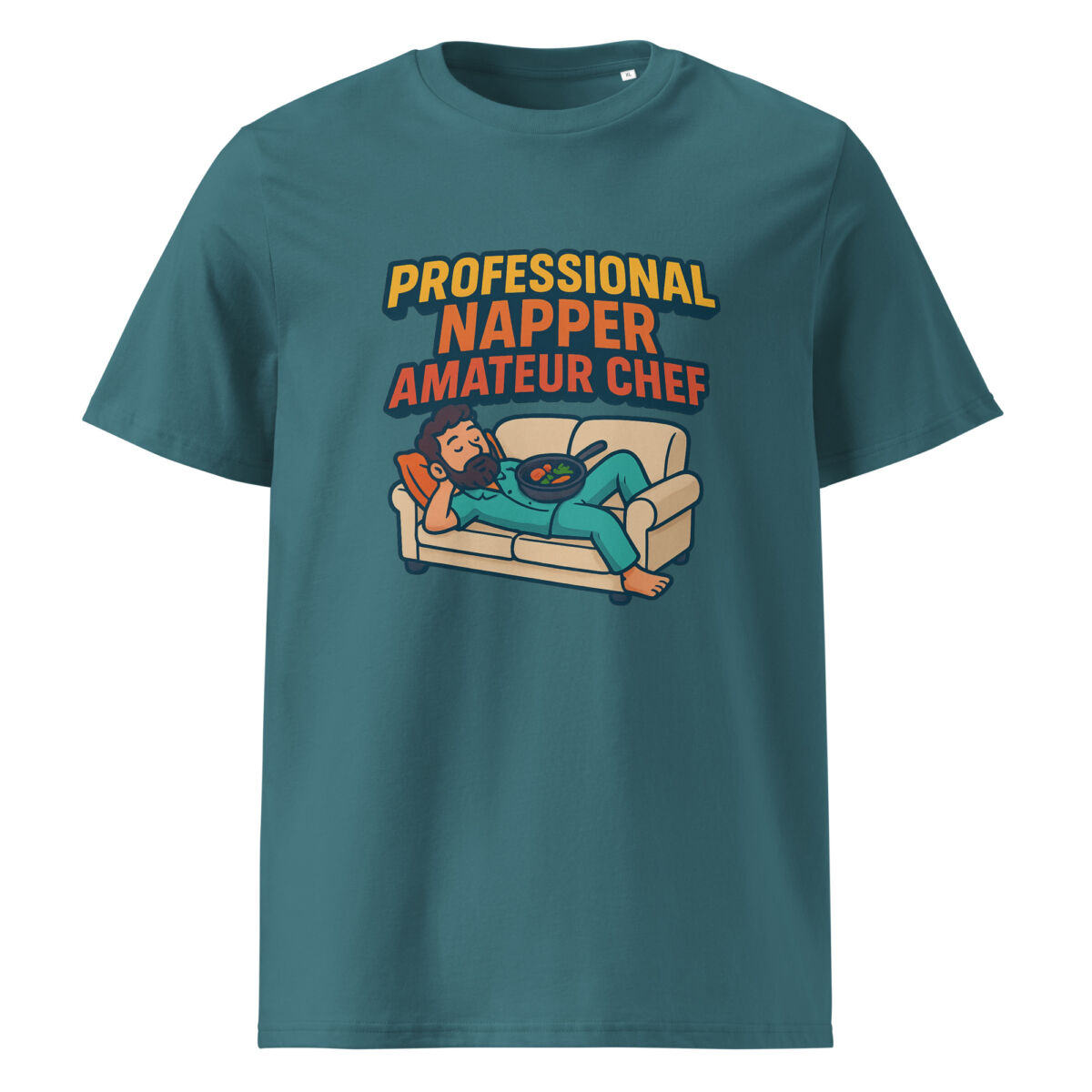 Professional Napper, Amateur Chef organic cotton t-shirt - Image 1