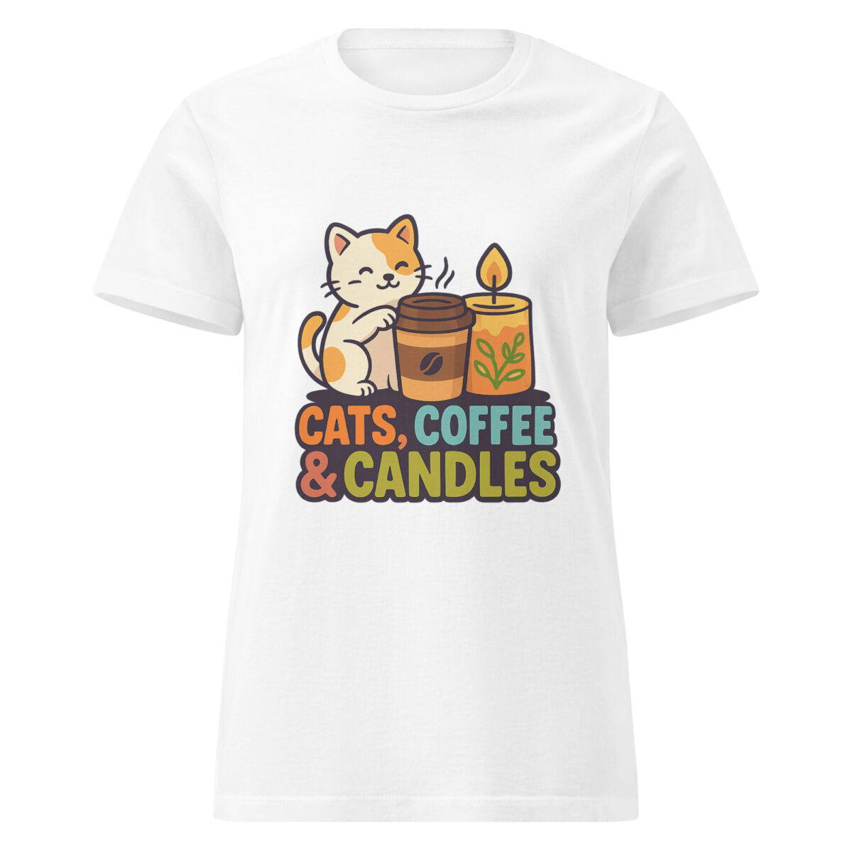 Cats, Coffee, & Candles Women’s t-shirt - Image 1